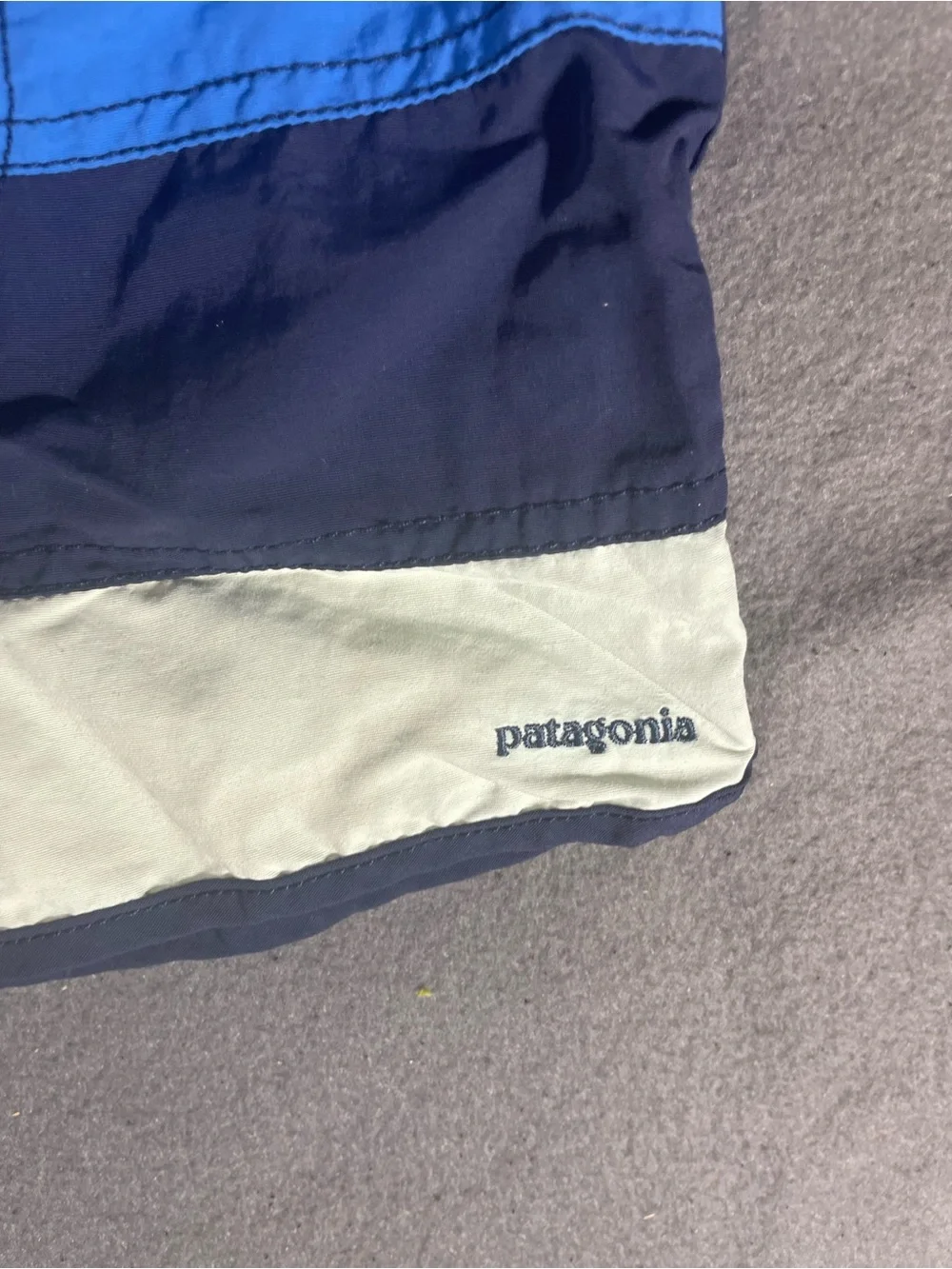 Patagonia Baby Baggies Colorblock Swim Shorts Blue Navy Mint